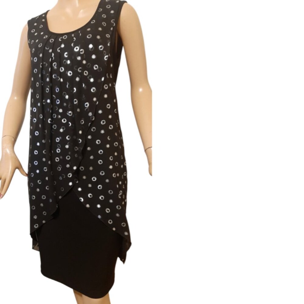 Frank Lyman Black & Silver Layered Dress Women's Size 8